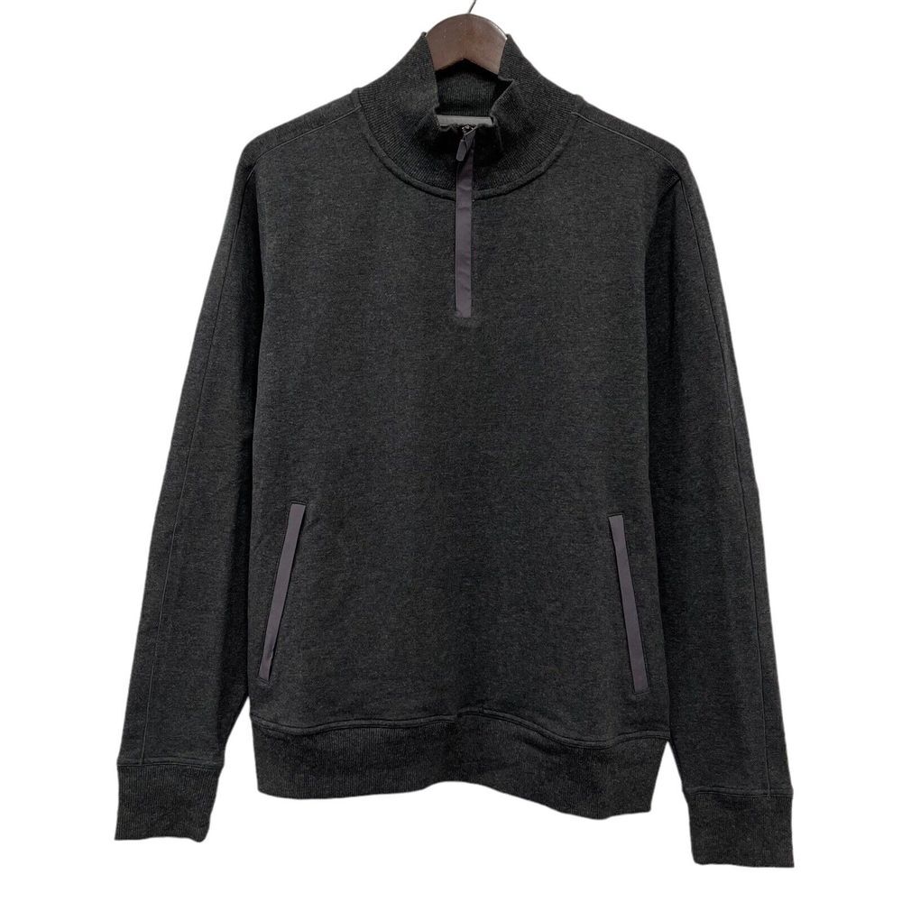 Mack Weldon Mens 1/4 Zip Sweater Dark Gray Cotton/Spandex Long Sleeve Size L euc